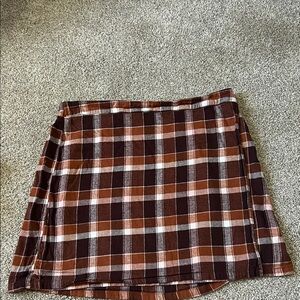 Copper Key Checkered Mini Skirt in Brown and Black
